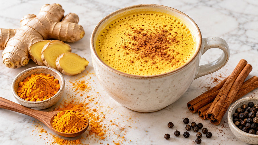 Golden milk con cúrcuma, jengibre y canela