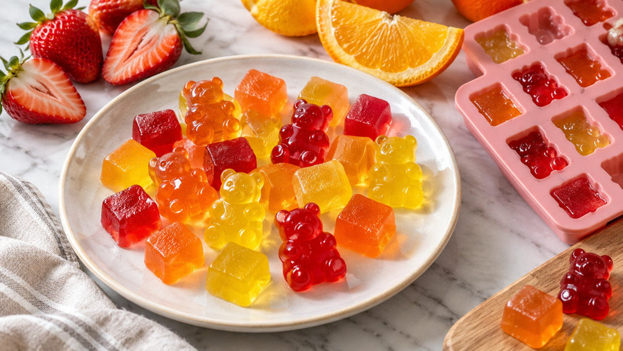 Gominolas caseras de fruta hechas con gelatina en polvo