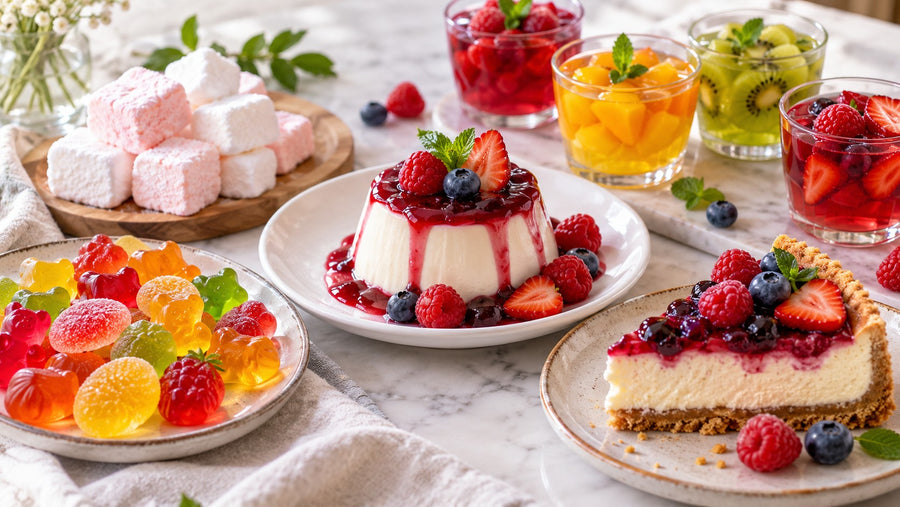 Variedad de postres caseros con gelatina