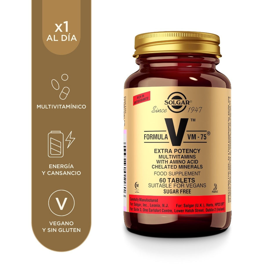 Envase de multivitamínico y minerales en comprimidos