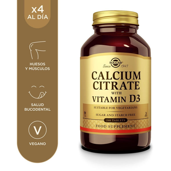 Envase de citrato de calcio con vitamina D3 en comprimidos