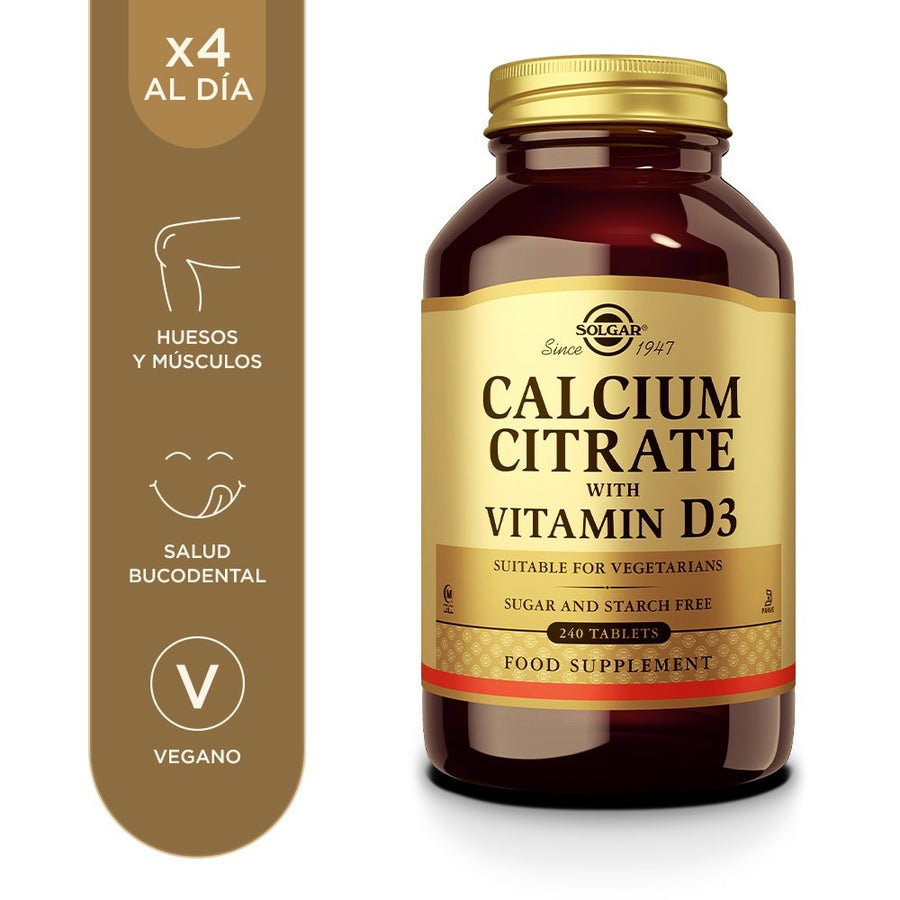 Envase de citrato de calcio con vitamina D3 en comprimidos