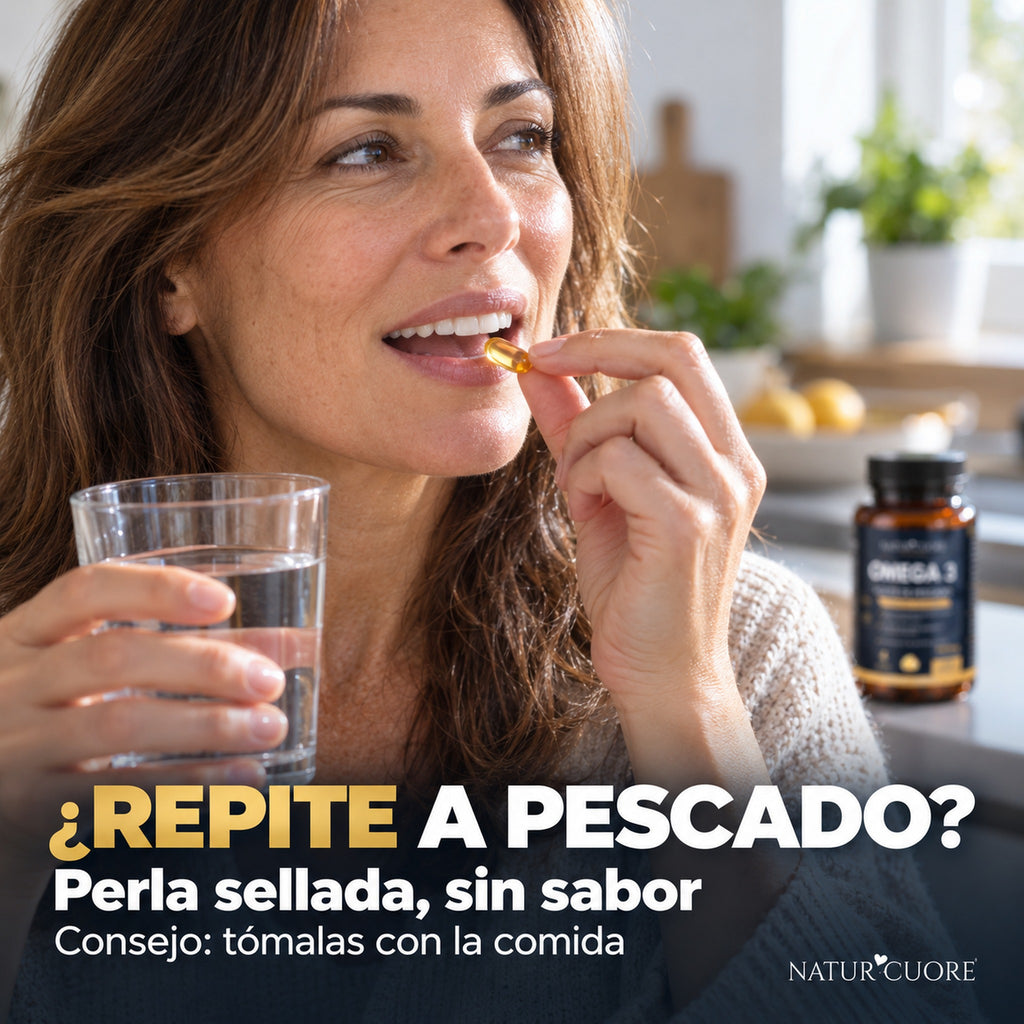 Perlas de omega 3 selladas y sin sabor a pescado, para tomar con la comida