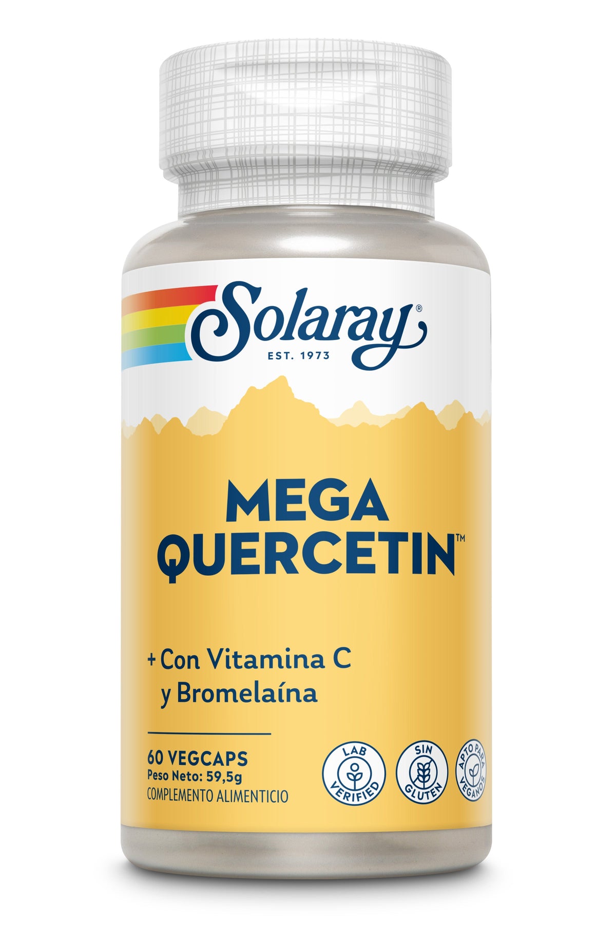 Solaray Mega Quercetina 600 mg, envase de 60 cápsulas vegetales, vista frontal