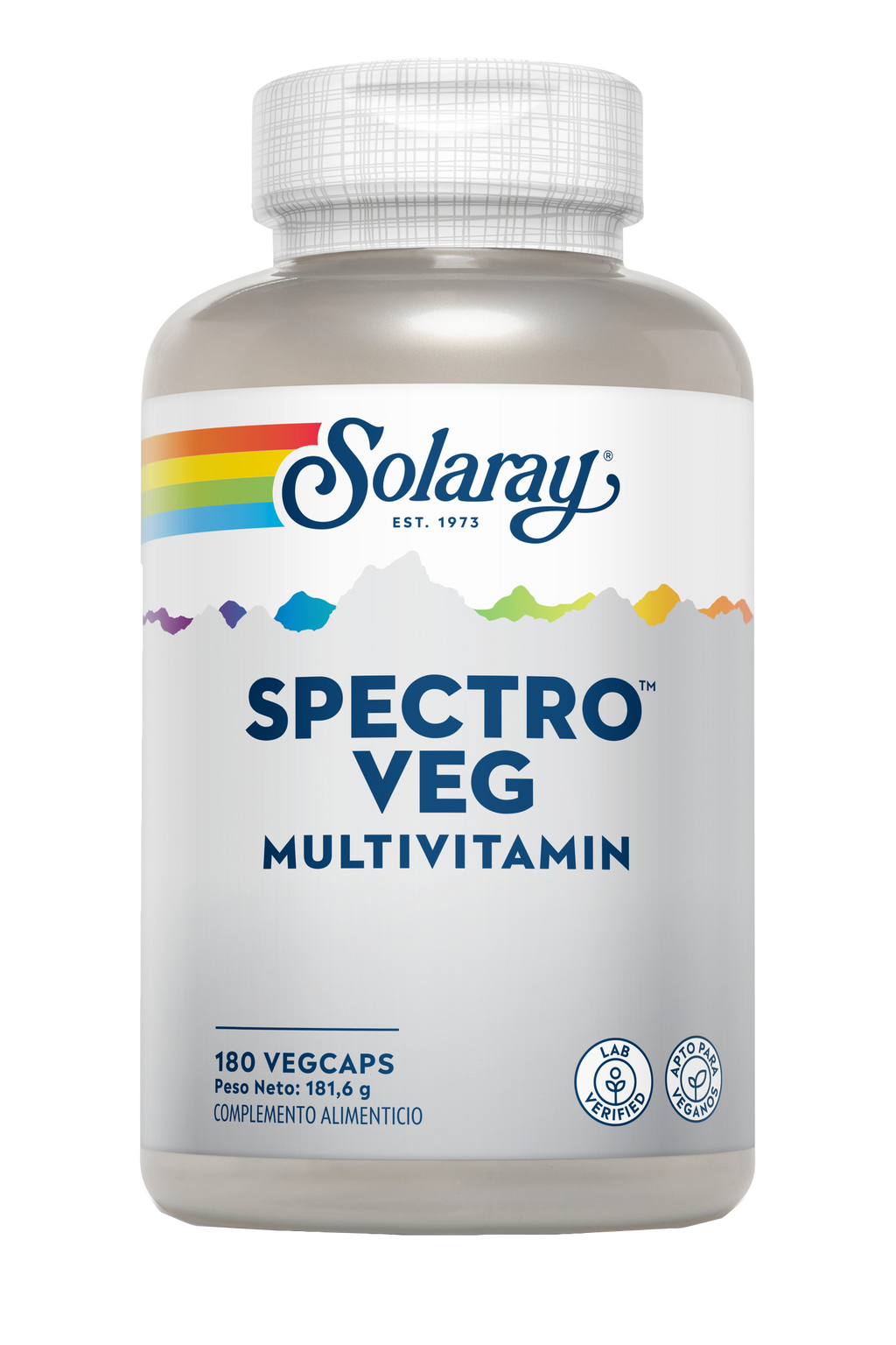 Solaray Spectro Multivitamin, envase de 180 cápsulas vegetales, vista frontal