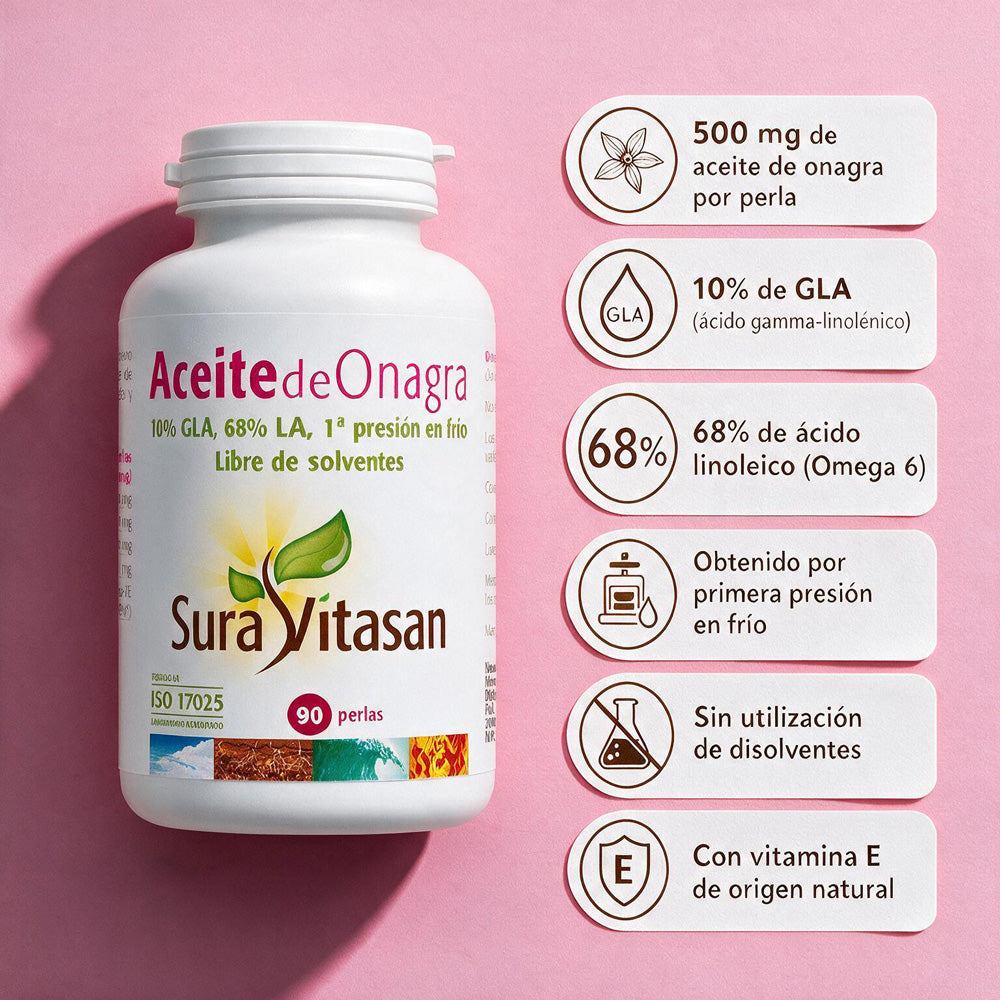 Aceite de Onagra de Sura Vitasan – vista 5 (detalle del envase)