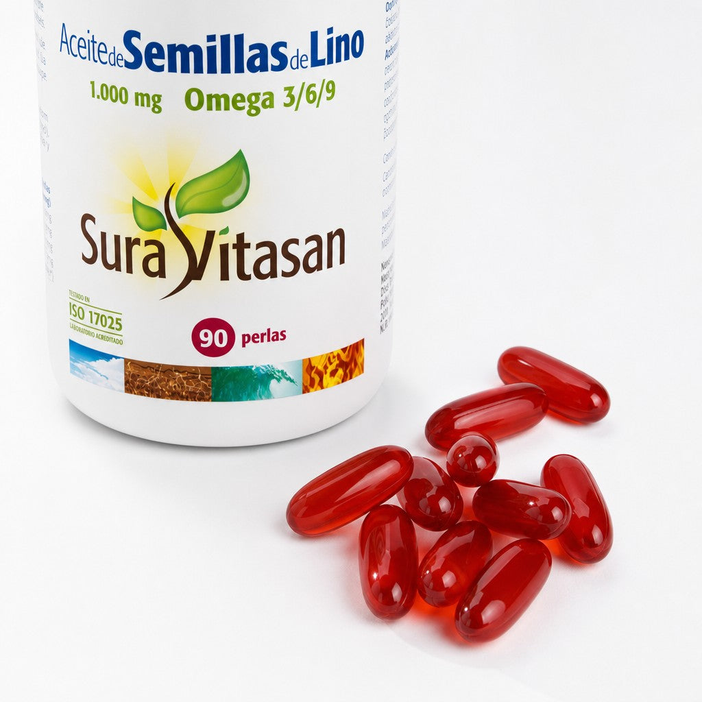 Aceite de Semillas de Lino de Sura Vitasan – vista 4 (detalle del envase)