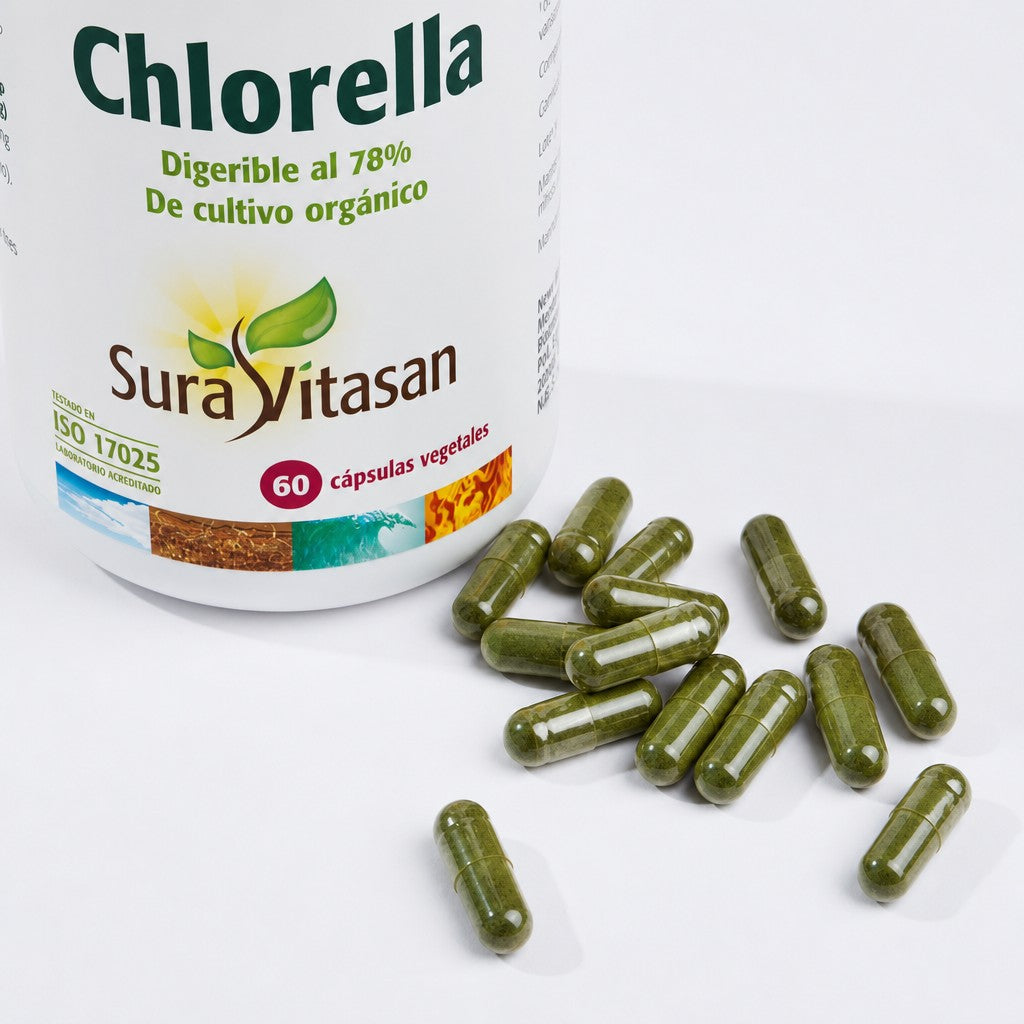 Chlorella de Sura Vitasan – vista 4 (detalle del envase)