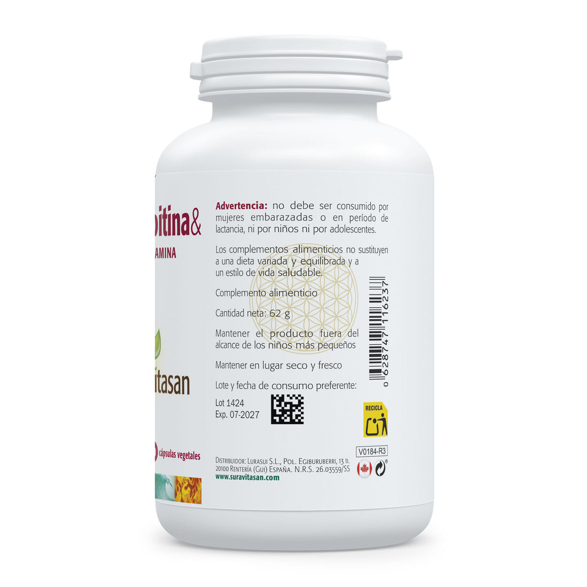 Composición y etiquetado de Condroitina & Glucosamina de Sura Vitasan – parte 1