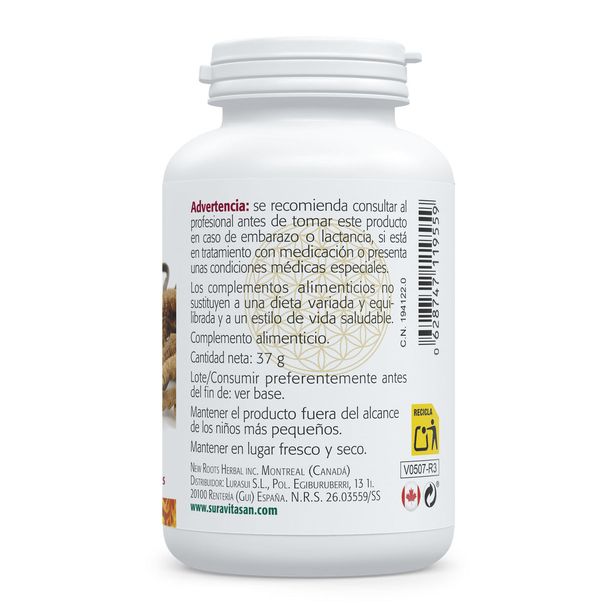 Composición y etiquetado de Cordyceps de Sura Vitasan – parte 1