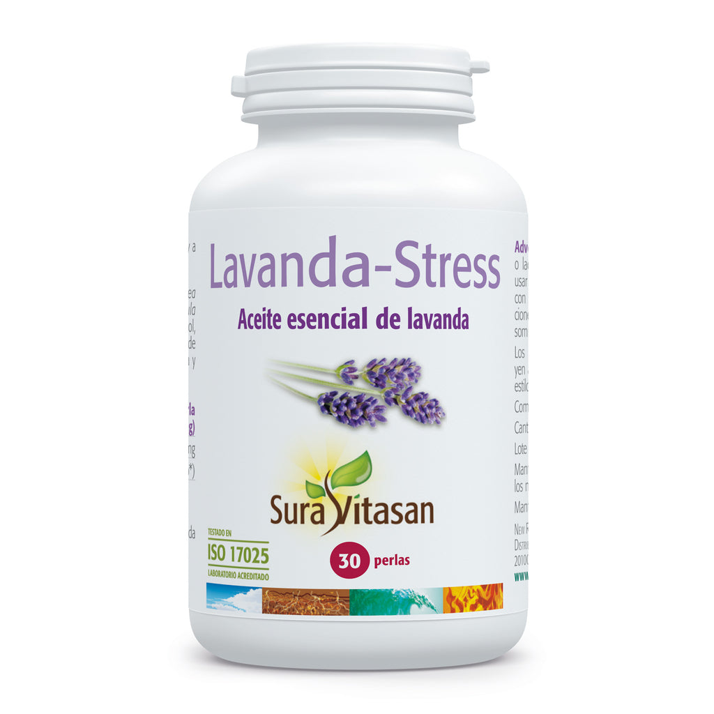 Envase de Sura Vitasan Lavanda-Stress 30 perlas, vista frontal