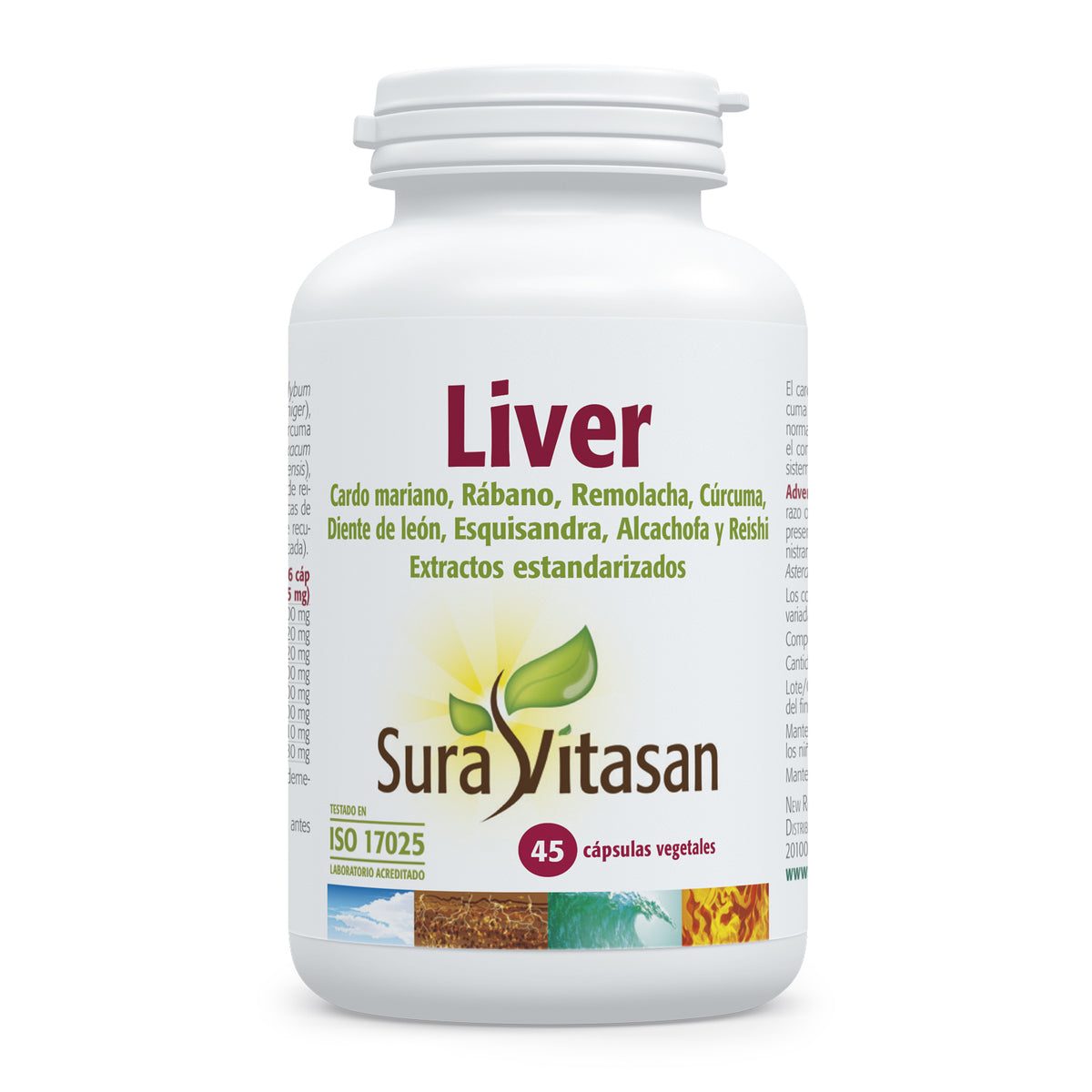 Envase de Sura Vitasan Liver con cardo mariano y alcachofa 90 cápsulas, vista frontal