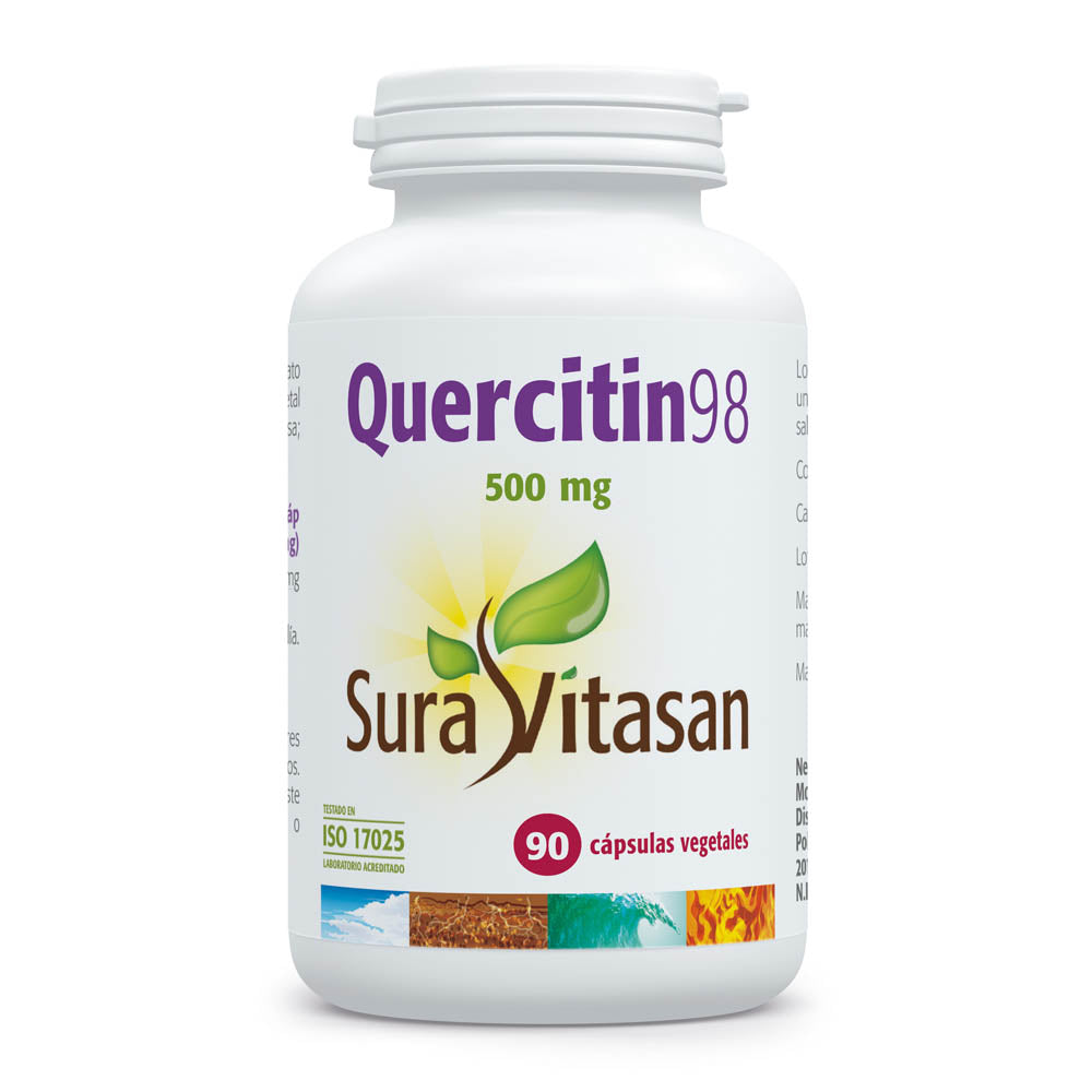 Sura Vitasan Quercitin 98 quercitina 500 mg por cápsula vegetal – 90 cápsulas – envase, vista frontal