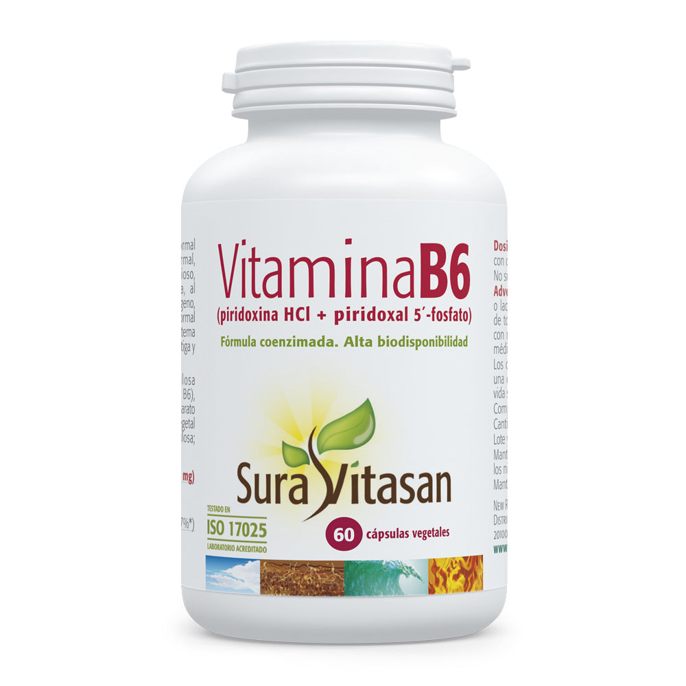 Envase de Vitamina B6 12 mg de Sura Vitasan, vista principal del producto