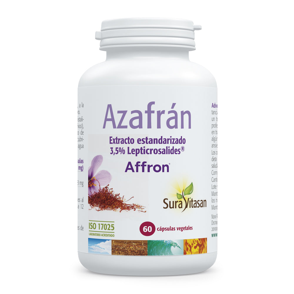 Envase de Sura Vitasan Azafrán extracto affron® 60 cápsulas, vista frontal