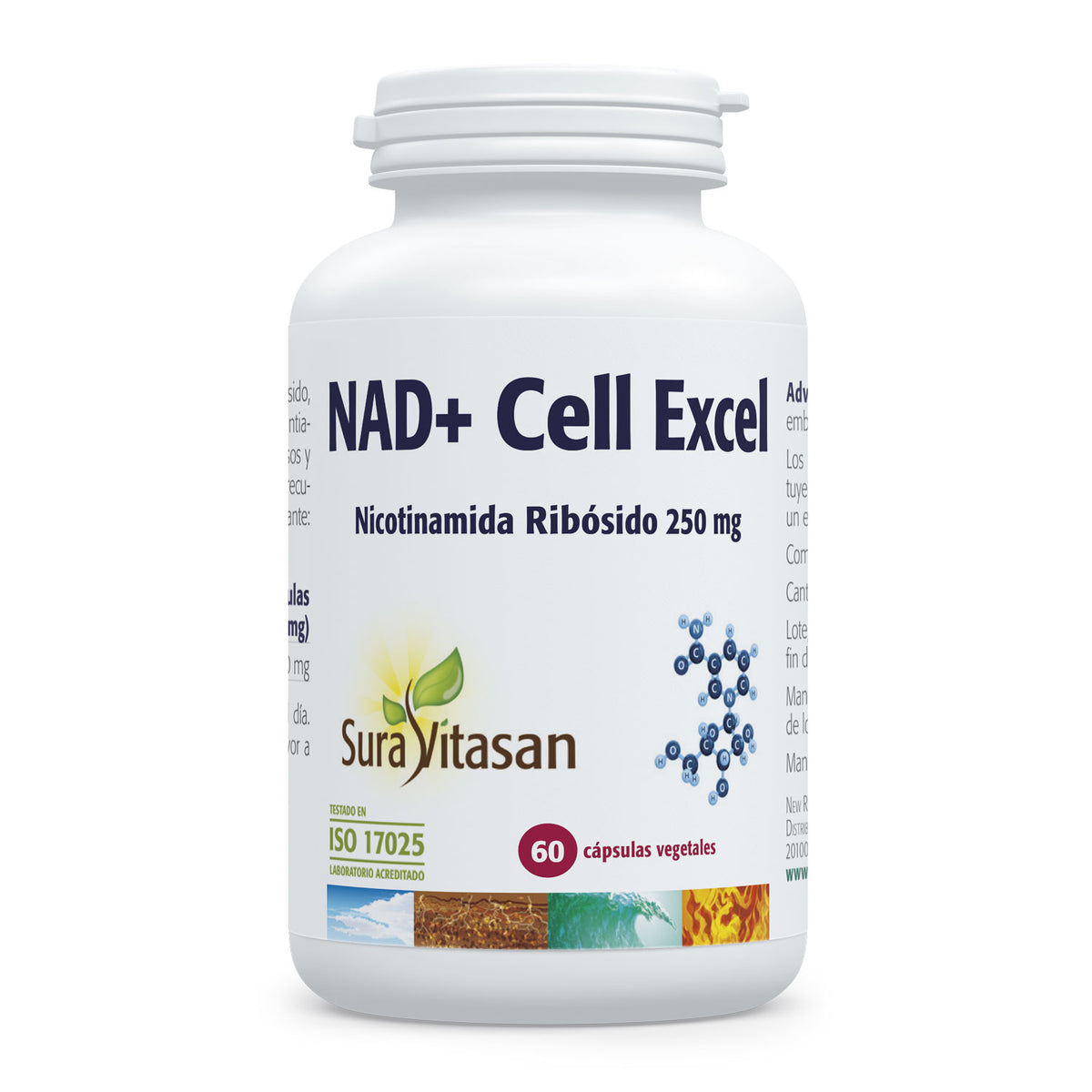 Envase de Sura Vitasan NAD+ Cell Excell 60 cápsulas, vista frontal