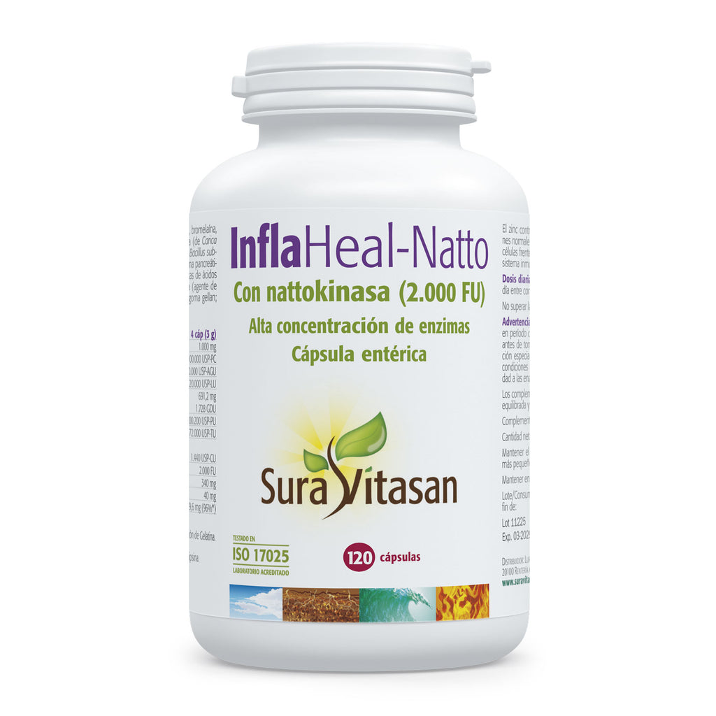 Envase de Sura Vitasan InflaHeal-Natto 120 cápsulas, vista frontal