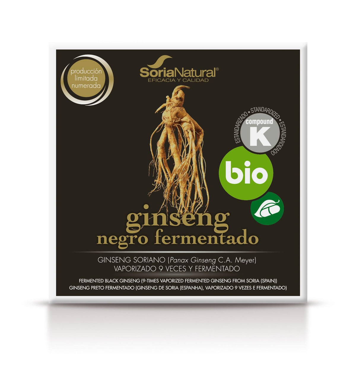 Soria Natural Ginseng negro fermentado 24 cápsulas, imagen principal del producto