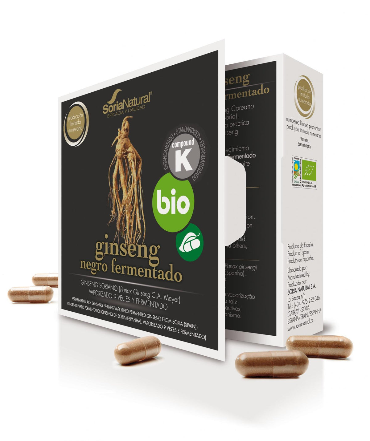 Soria Natural Ginseng negro fermentado 24 cápsulas, segunda imagen del producto