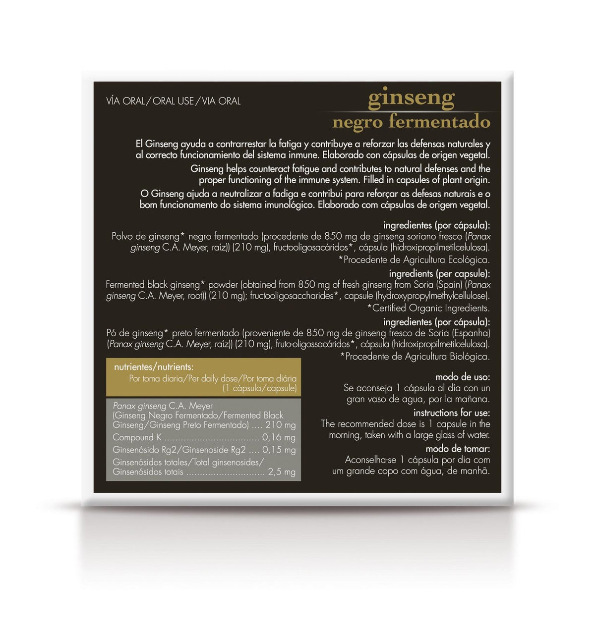 Soria Natural Ginseng negro fermentado 24 cápsulas, tercera imagen del producto