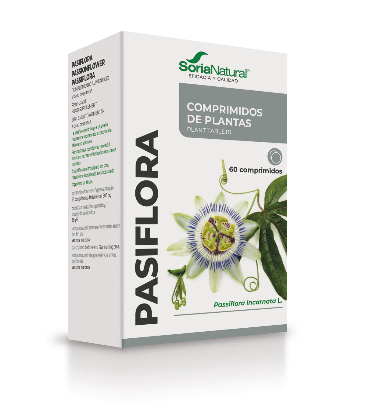 Soria Natural Pasiflora 60 comprimidos, envase vista principal