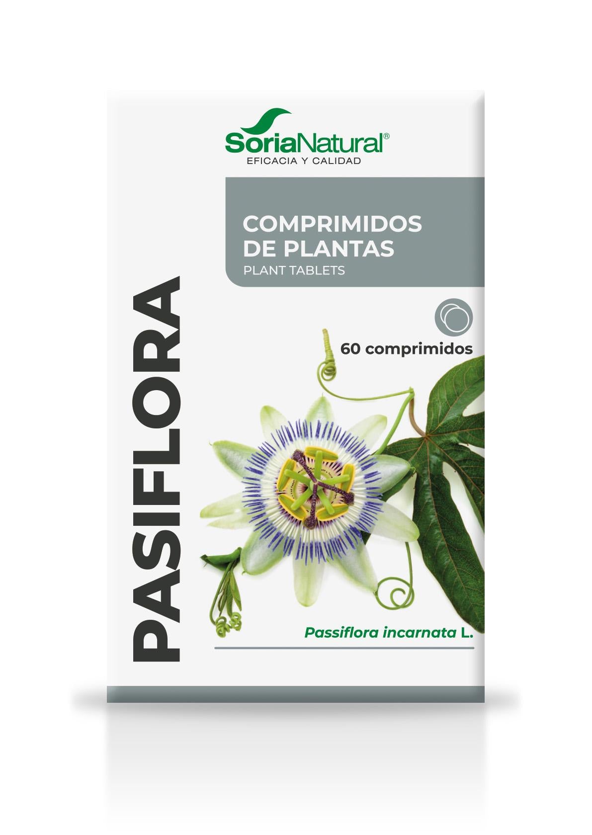 Soria Natural Pasiflora 60 comprimidos, envase vista frontal