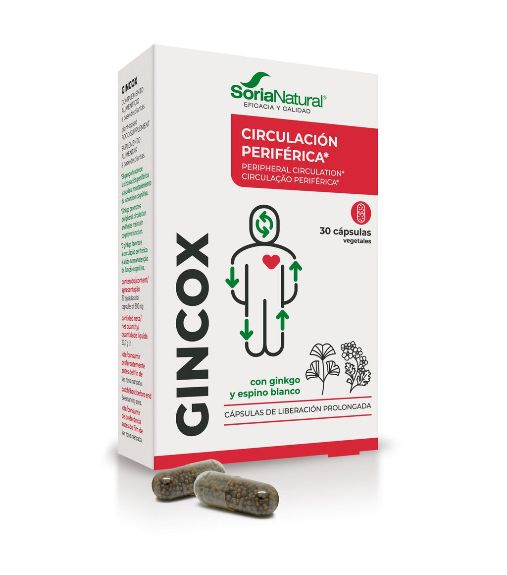Soria Natural Gincox 30 cápsulas, vista principal del envase