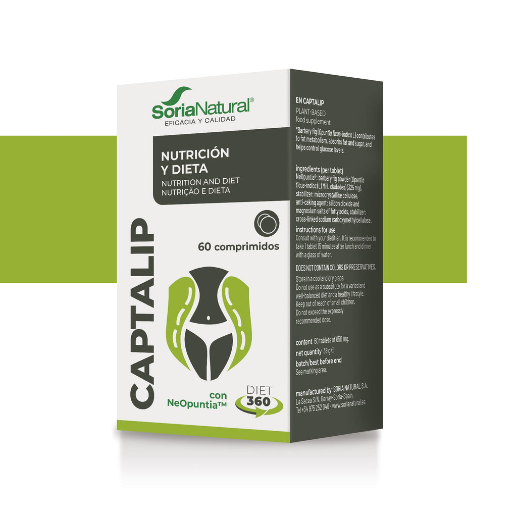 Soria Natural Captalip 60 comprimidos, envase en vista 3D