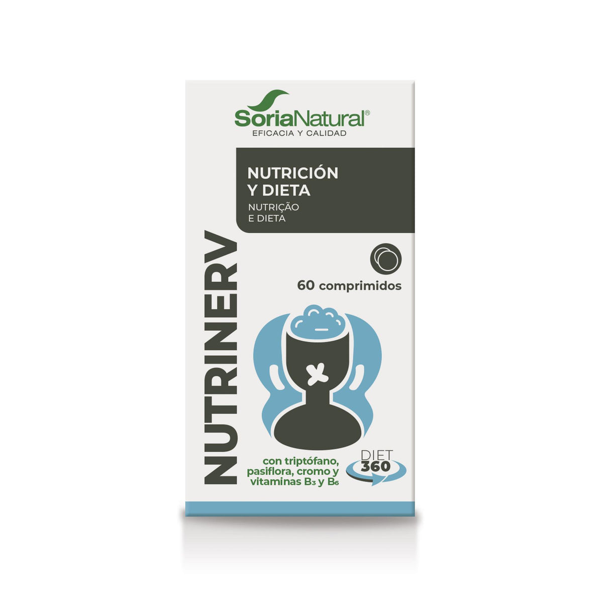 Soria Natural Nutrinerv 60 comprimidos, vista frontal de la caja