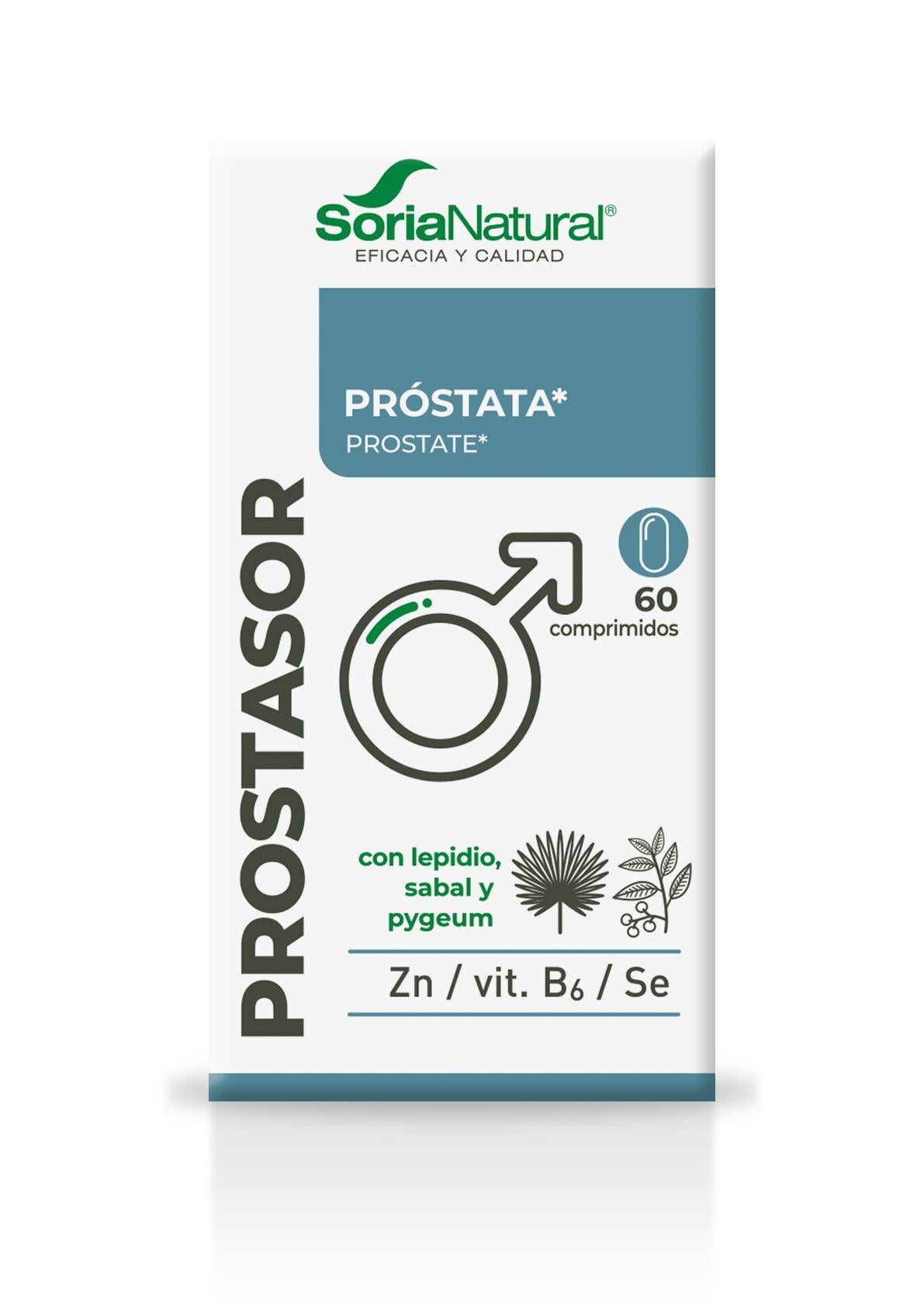 Soria Natural Prostasor 60 comprimidos, frontal del envase