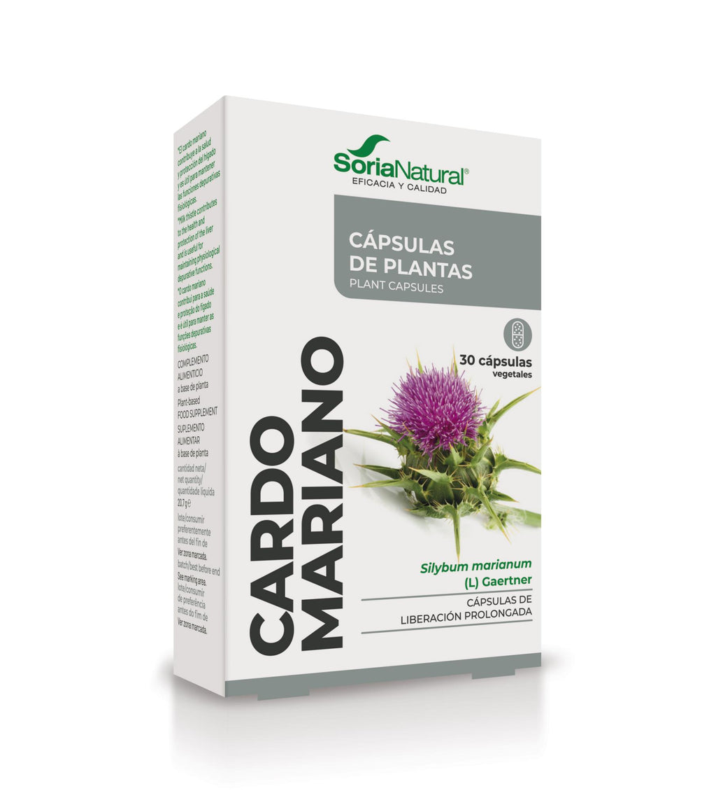 Soria Natural Cardo mariano 30 cápsulas, caja en perspectiva