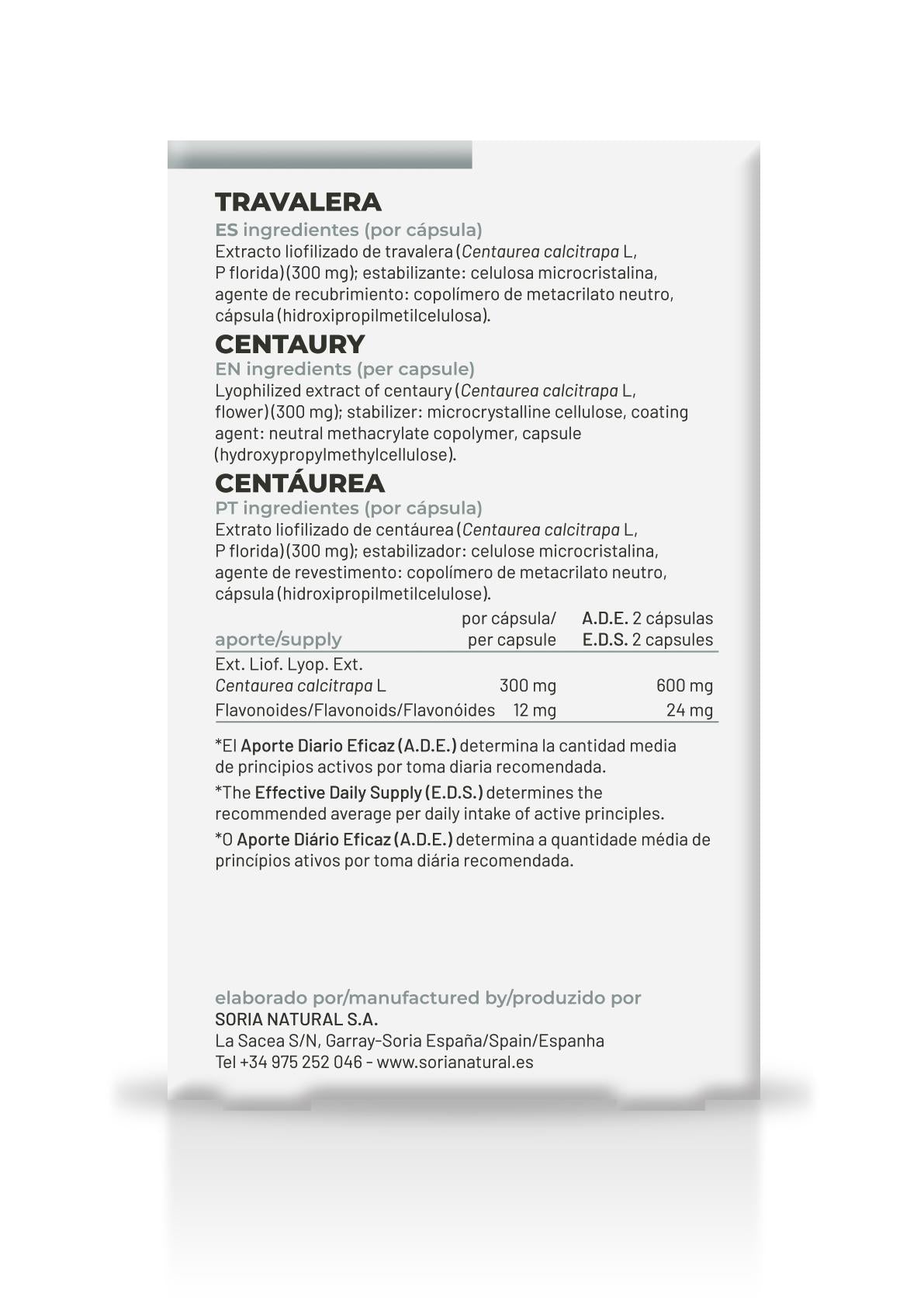 Soria Natural Travalera 30 cápsulas, vista adicional del envase (3 de 4)