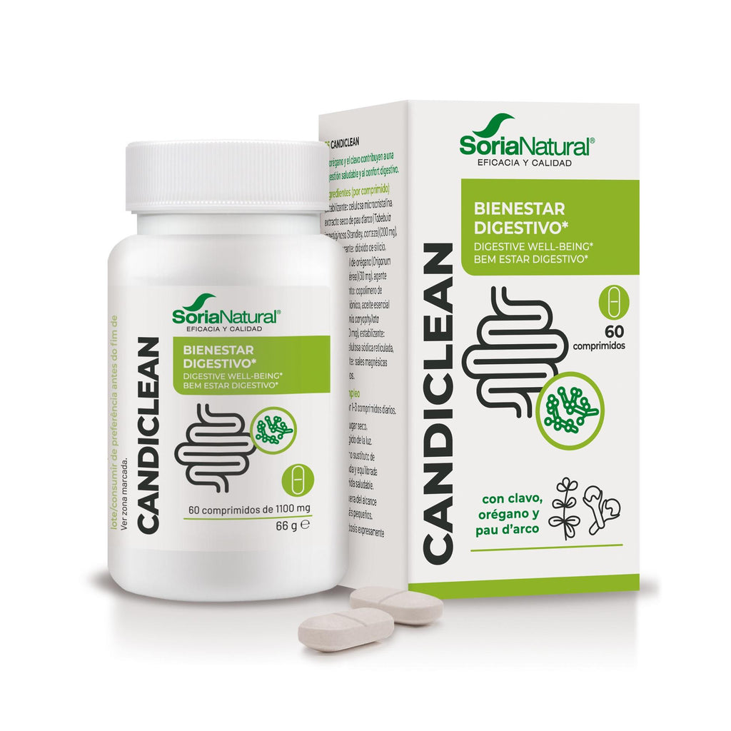 Soria Natural Candiclean 60 comprimidos, envase vista principal