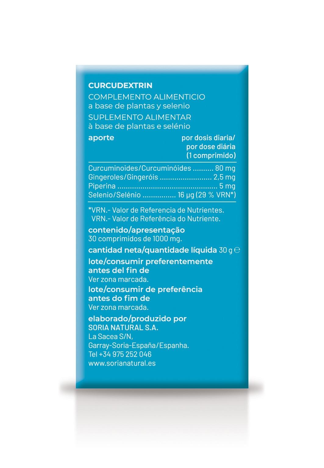 Soria Natural Curcudextrin 30 comprimidos, vista adicional del envase (2 de 4)