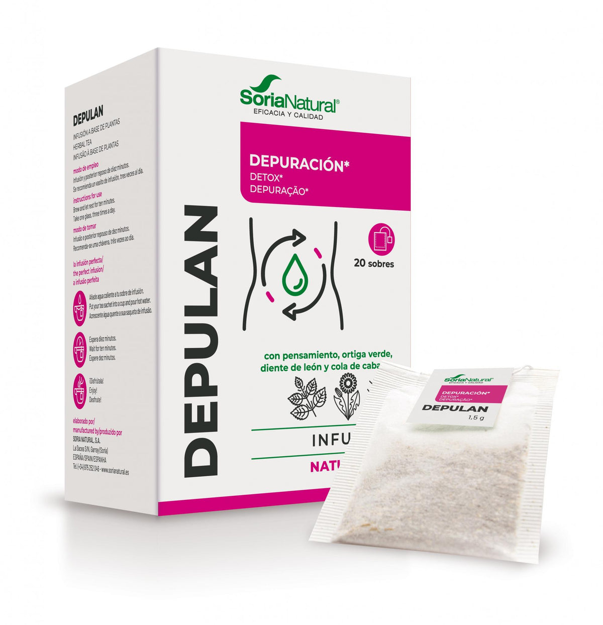 Soria Natural Depulan Natusor 04 infusión 20 bolsitas, caja vista frontal