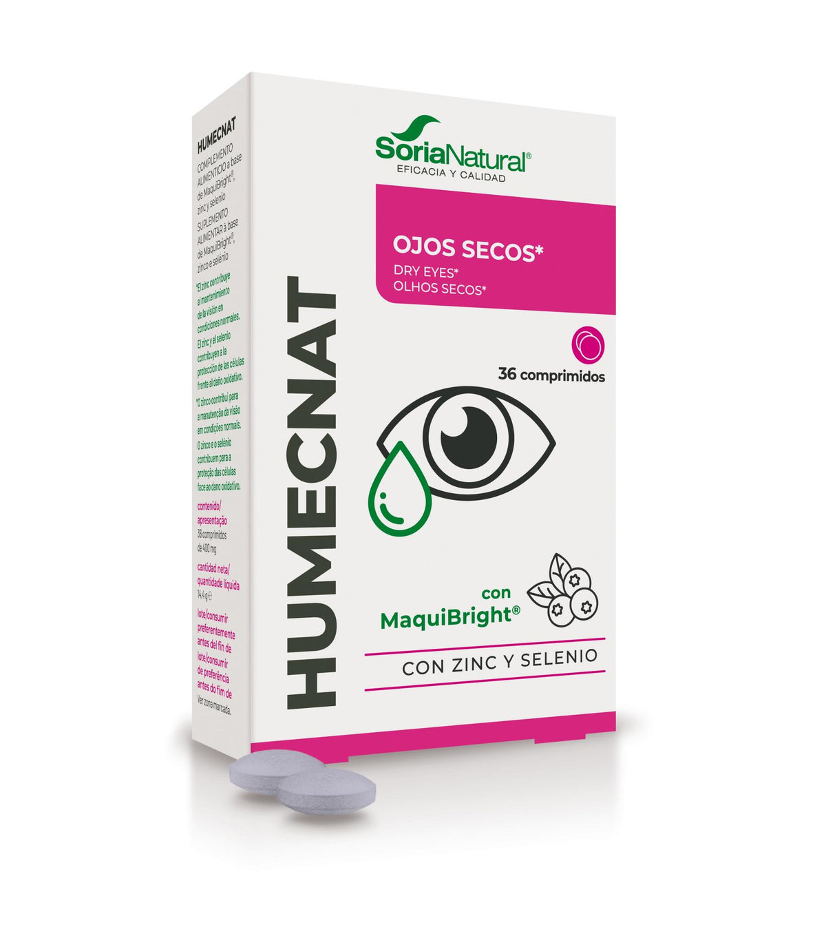 Soria Natural Humecnat 36 comprimidos, vista principal del envase