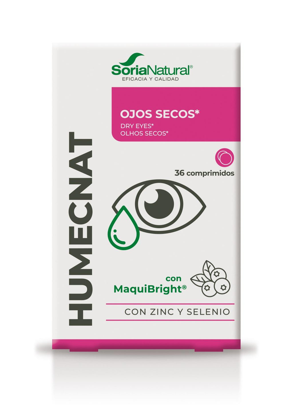 Soria Natural Humecnat 36 comprimidos, vista frontal del envase