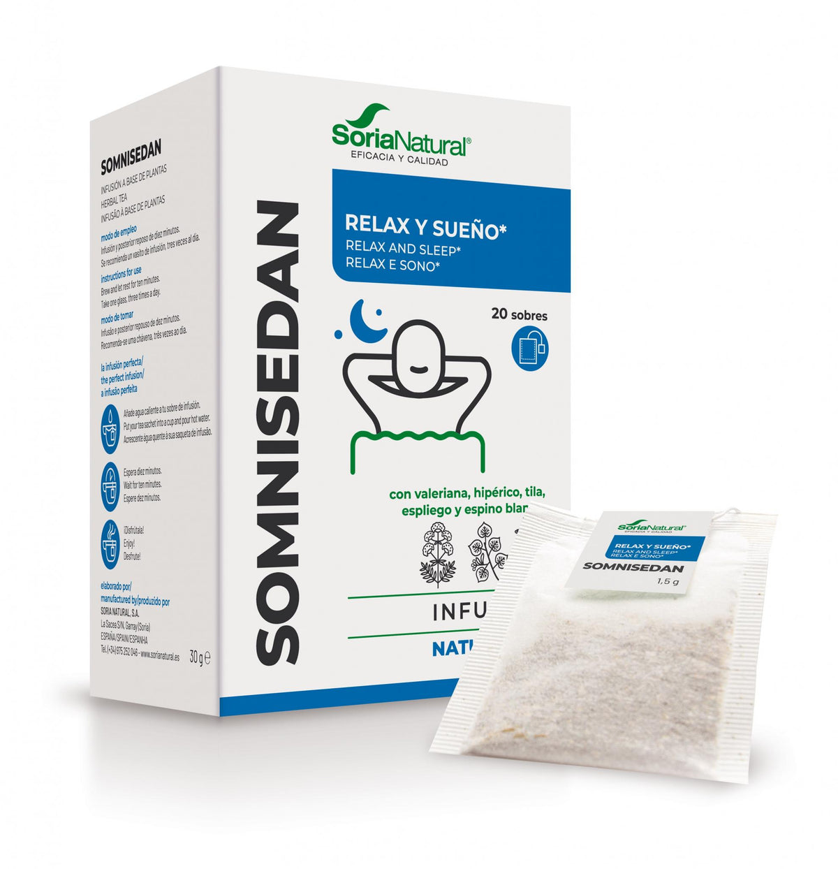 Soria Natural Somnisedan Natusor 07 infusión 20 bolsitas, caja vista frontal