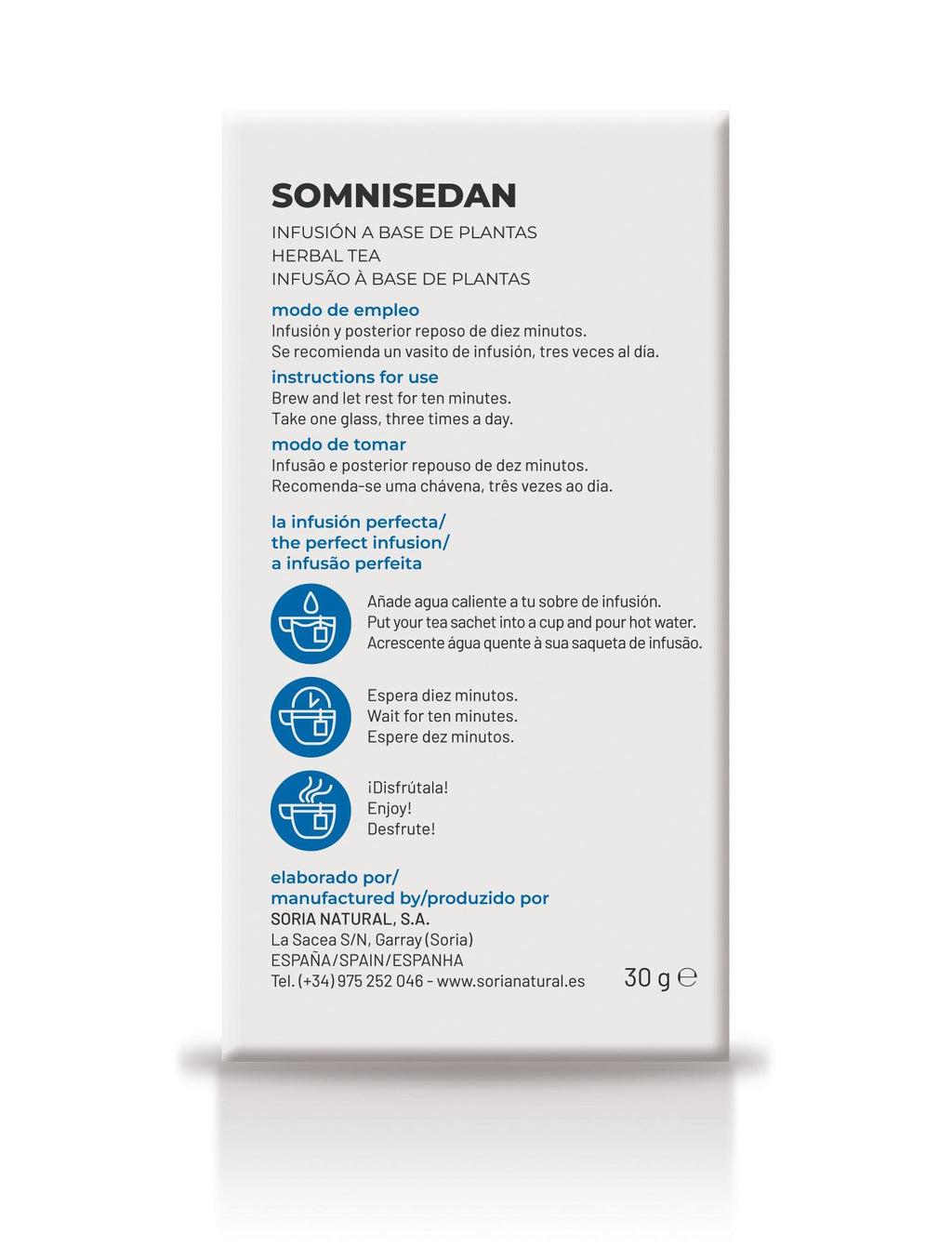 Soria Natural Somnisedan Natusor 07 infusión 20 bolsitas, lateral izquierdo de la caja
