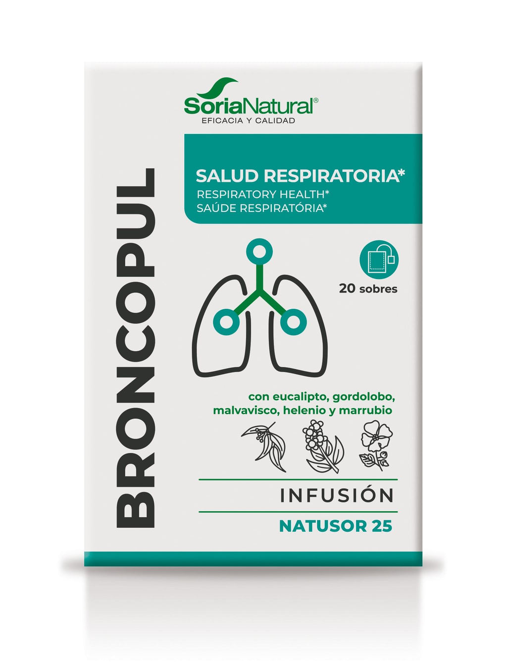 Soria Natural Broncopul Natusor 25 20 bolsitas, caja, vista frontal