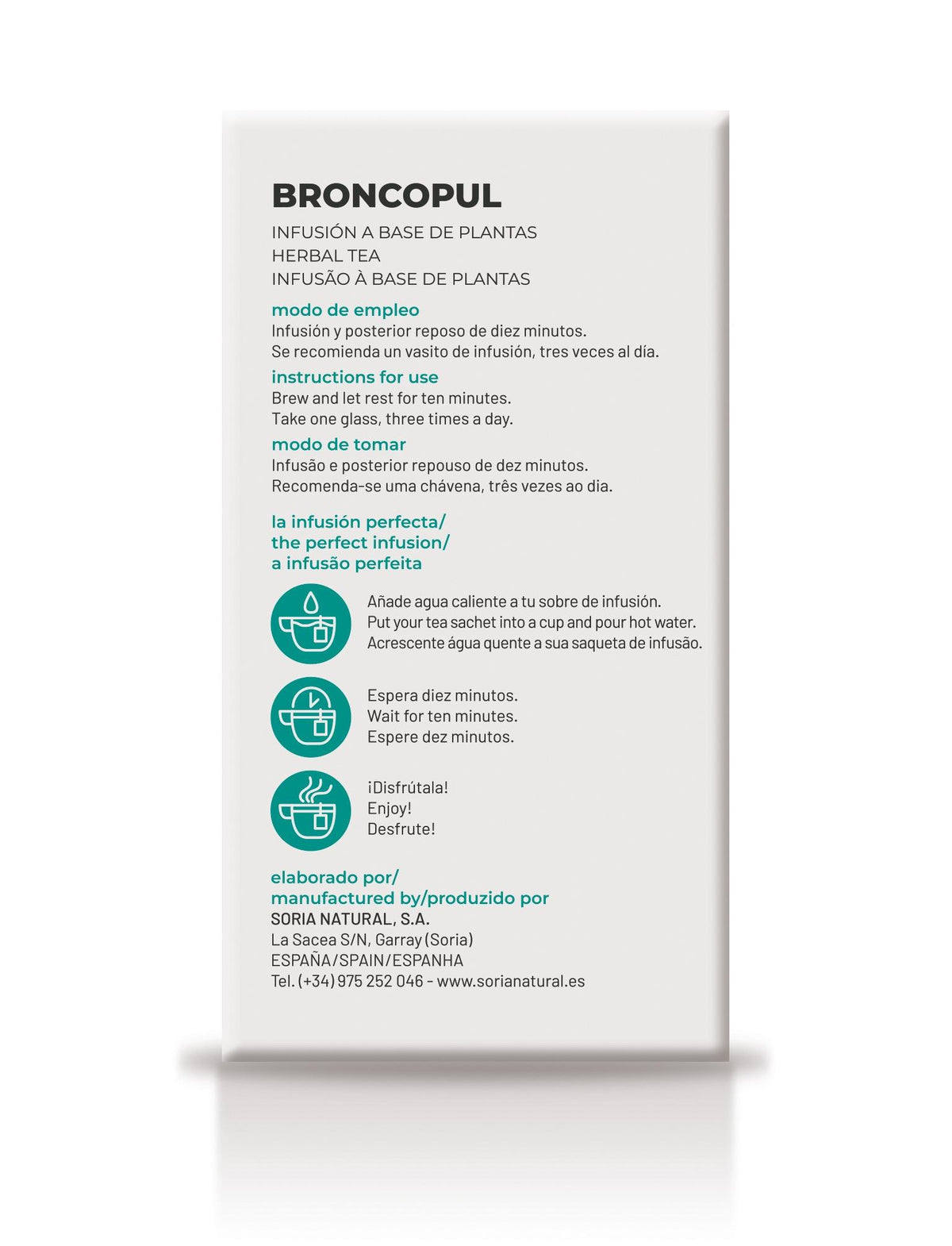 Soria Natural Broncopul Natusor 25 20 bolsitas, caja, lateral izquierdo