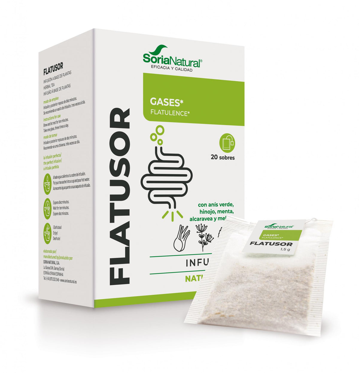 Soria Natural Flatusor Natusor 22 infusión 20 bolsitas, caja vista principal