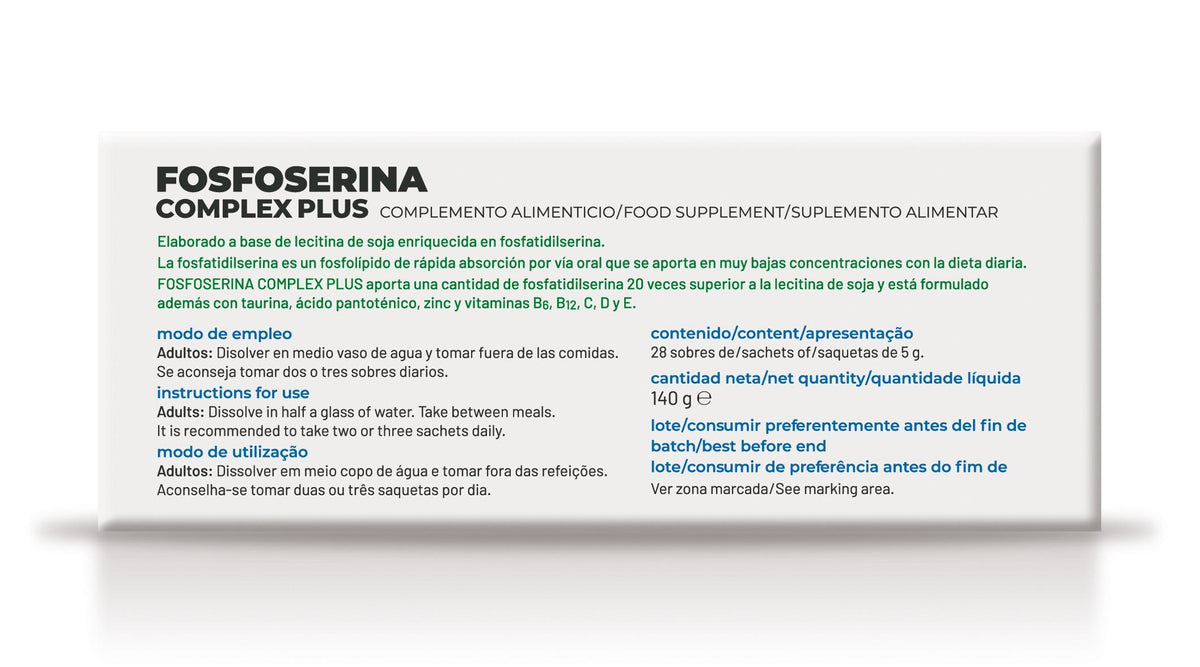 Soria Natural Fosfoserina Complex Plus 28 sobres, cuarta imagen del producto