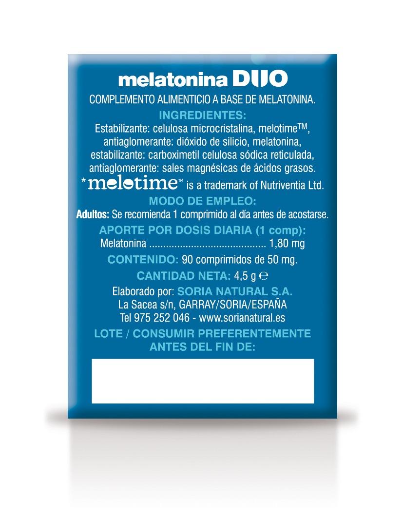 Soria Natural Melatonina Duo 90 comprimidos, vista adicional del envase (2 de 4)
