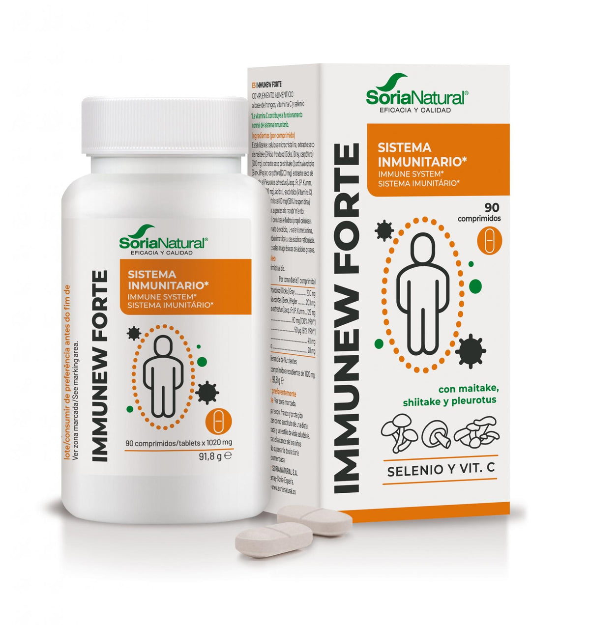 Soria Natural Immunew Forte 90 comprimidos, envase con el producto