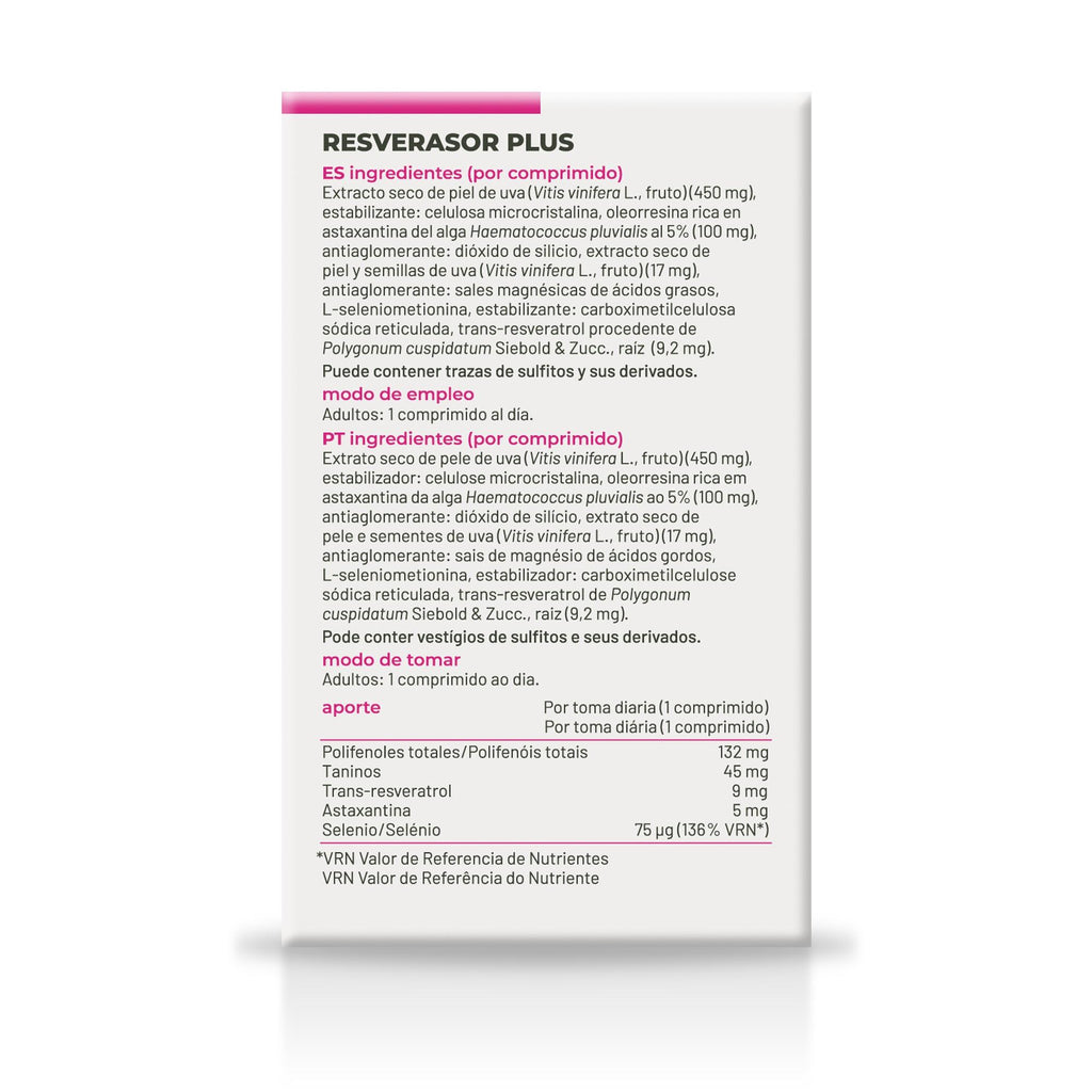 Soria Natural Resverasor Plus 28 comprimidos, cuarta vista del envase