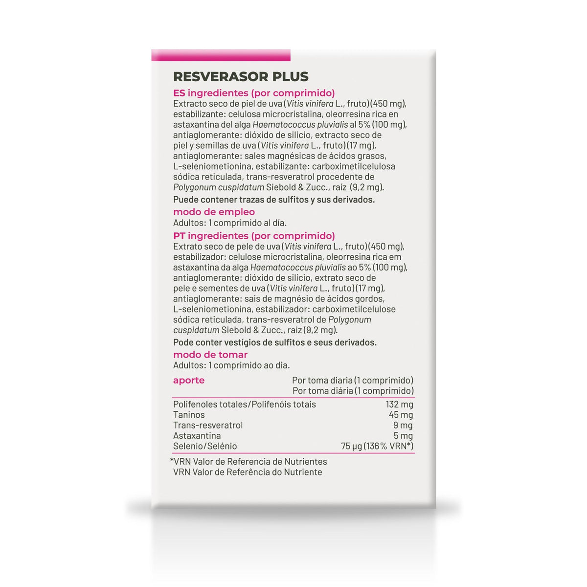 Soria Natural Resverasor Plus 28 comprimidos, cuarta vista del envase