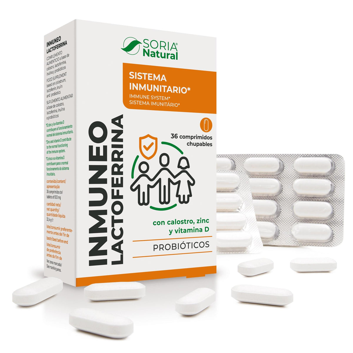 Soria Natural Inmuneo Lactoferrina 36 comprimidos, imagen principal del envase