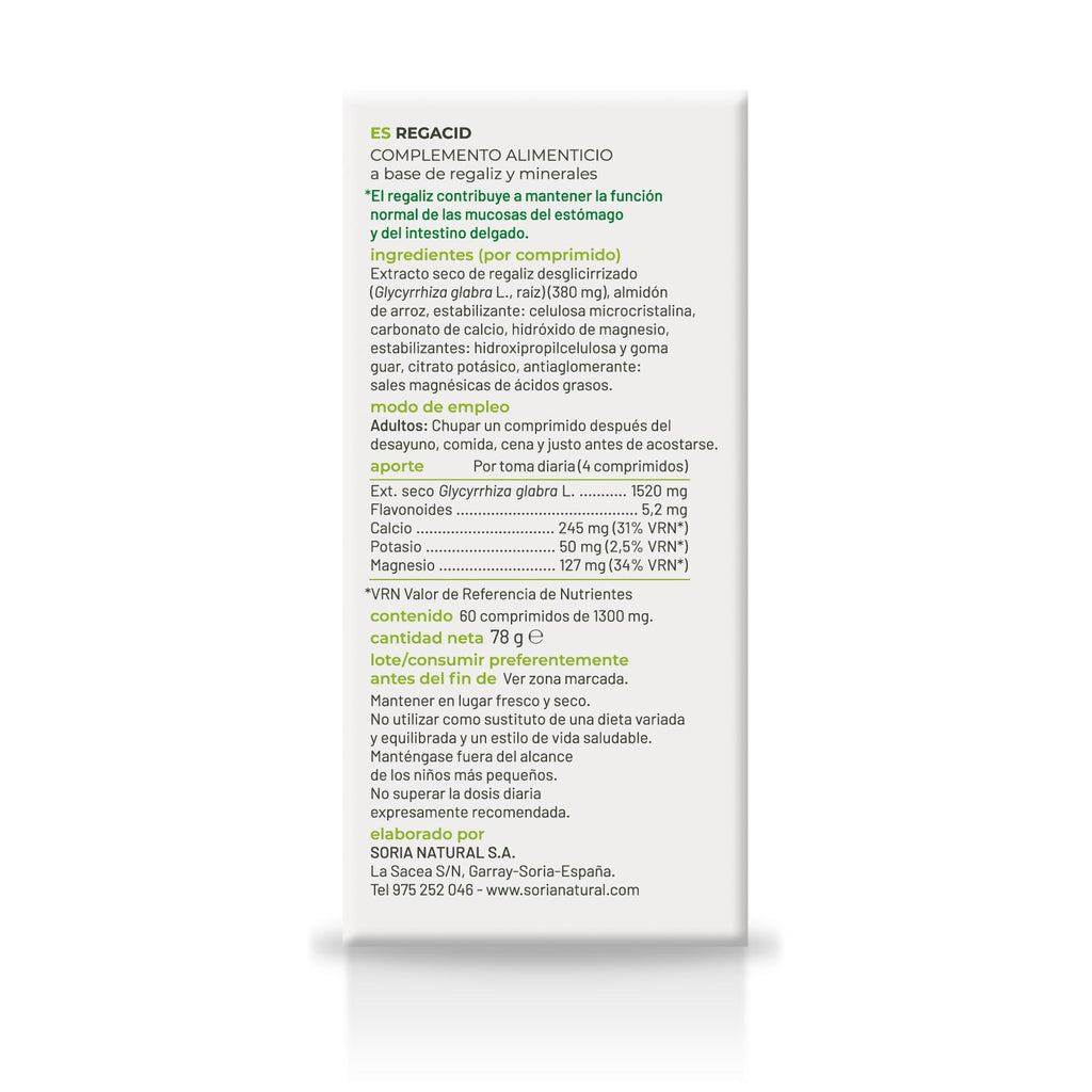 Soria Natural Regacid 60 comprimidos, tercera imagen del producto