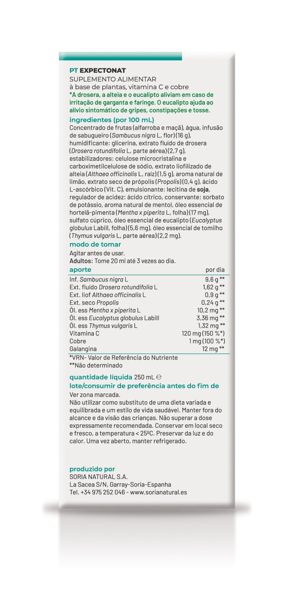 Soria Natural Expectonat 250 ml, frasco de jarabe, tercera vista